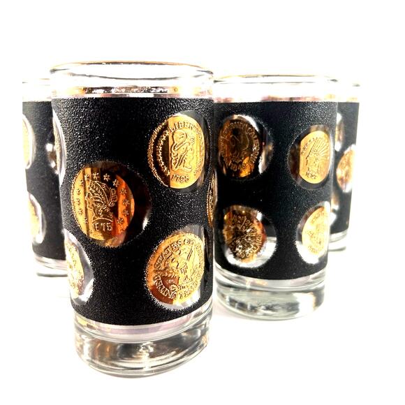 Libbey Vintage Mid-Century Gold Coin Highball Glasses – Set of 5 - Picture 5 of 5